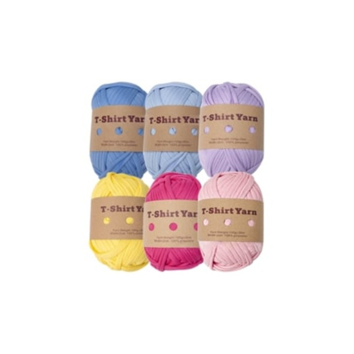 Fire De Tricotat Pentru Tricouri DIY, Benzi De Tesatura Colorate Pentru Artizanat Tricotat Si Organizare Acasa Slowmoose (6 Role/set)