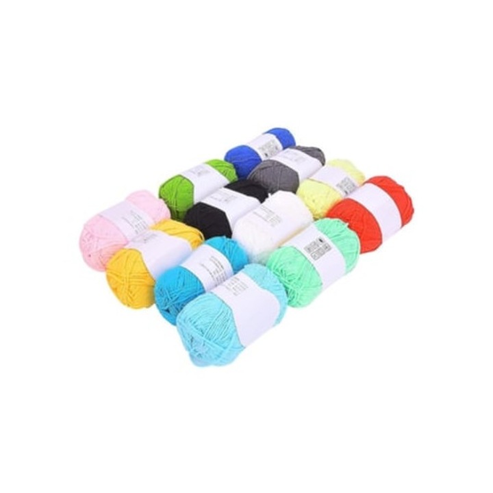 Fir textil Mjolkkotton 12 culori, linie moale pentru crosetat, lana pentru tricotat, set