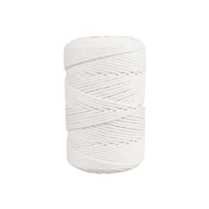 Makramé pamutfonal, 4 mm, 21,9 yard, fehér