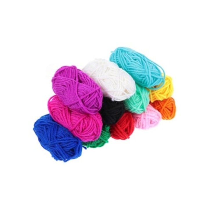 Set 12 role de fir acrilic, 12 culori, tricotat, crosetat