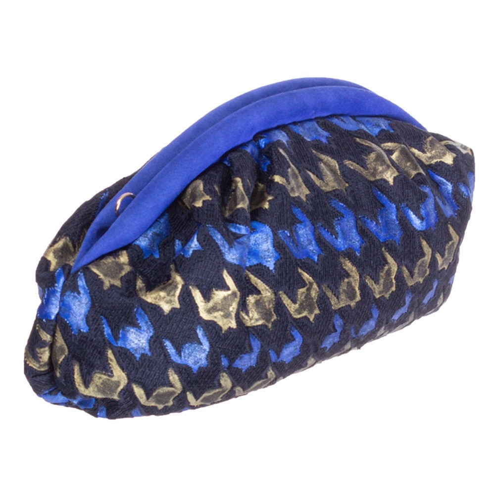 Plic albasru cu auriu din material textil, pictat manual Liza Panait 2780E