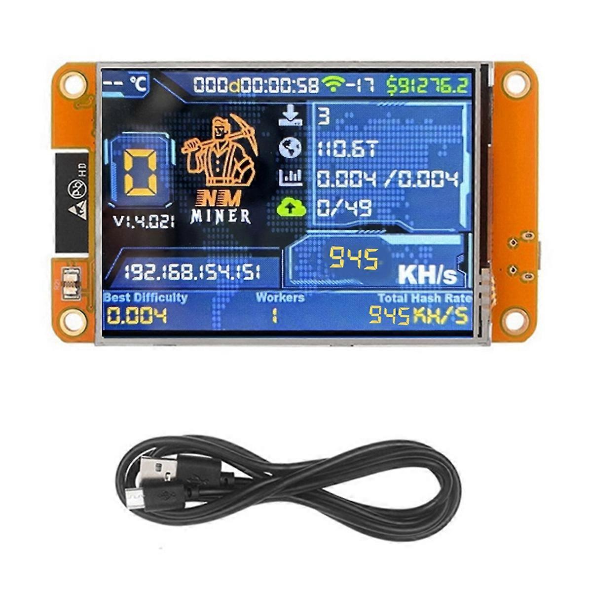 Miner Bitcoin NerdMiner 945KH/s, 2.8 inch display, optimizat, fara carcasa,  cablu de date inclus - eMAG.ro