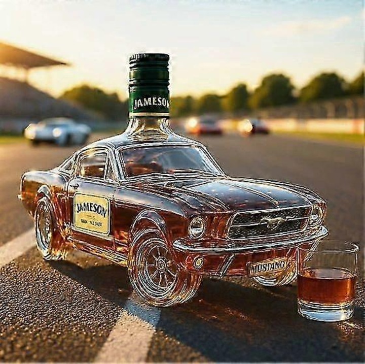 Decantor whiskey cu design vultur, capacitate 350ml, sticla transparenta, dimensiuni 19x8x8cm
