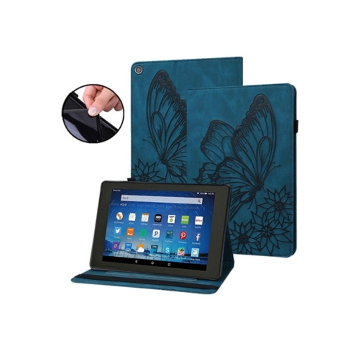 Husa tableta Big Butterfly Pattern, pentru Amazon Kindle Fire HD 8, piele inteligenta