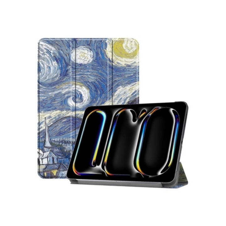 Tabletok tok, Smart, háromszoros támasztékkal, kézzel festett, iPad Pro 11 (2024)