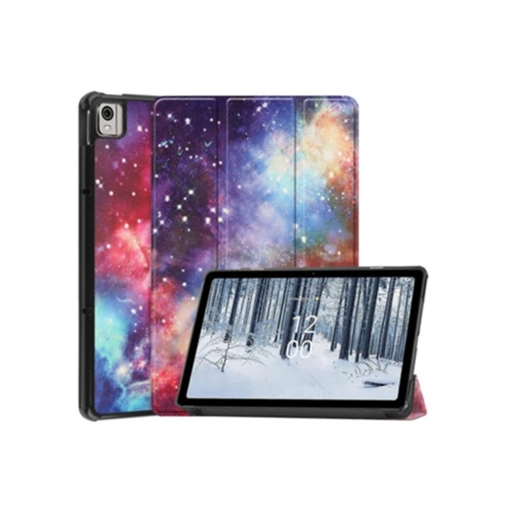 Tabletok tok Nokia T21-hez, okos bőr, Custer színű, háromállású tartó