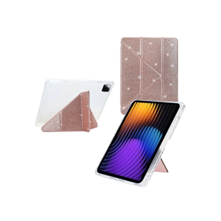 Y összecsukható táblagép tok, átlátszó és lila, Xiaomi Pad 7/7 Pro-hoz, szett