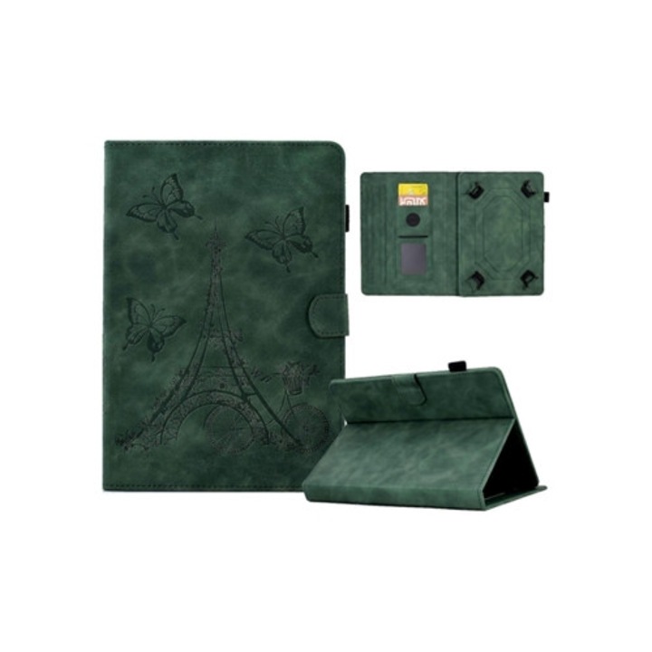 Bőrtok 8 hüvelykes táblagépekhez, torony alakú dombornyomással