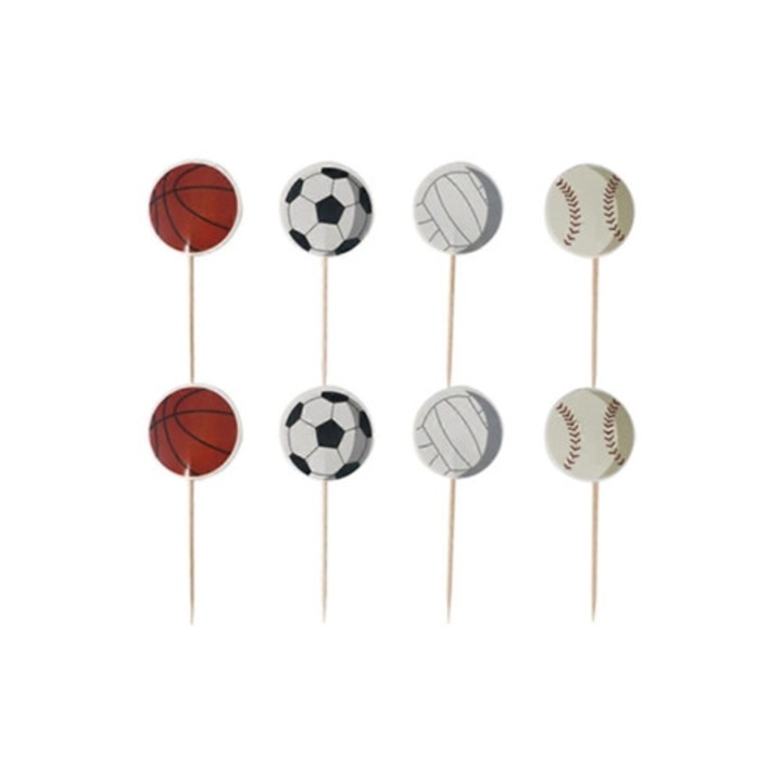 Set 48 bucati decoratiuni tort de ziua de nastere, fotbal, glitter