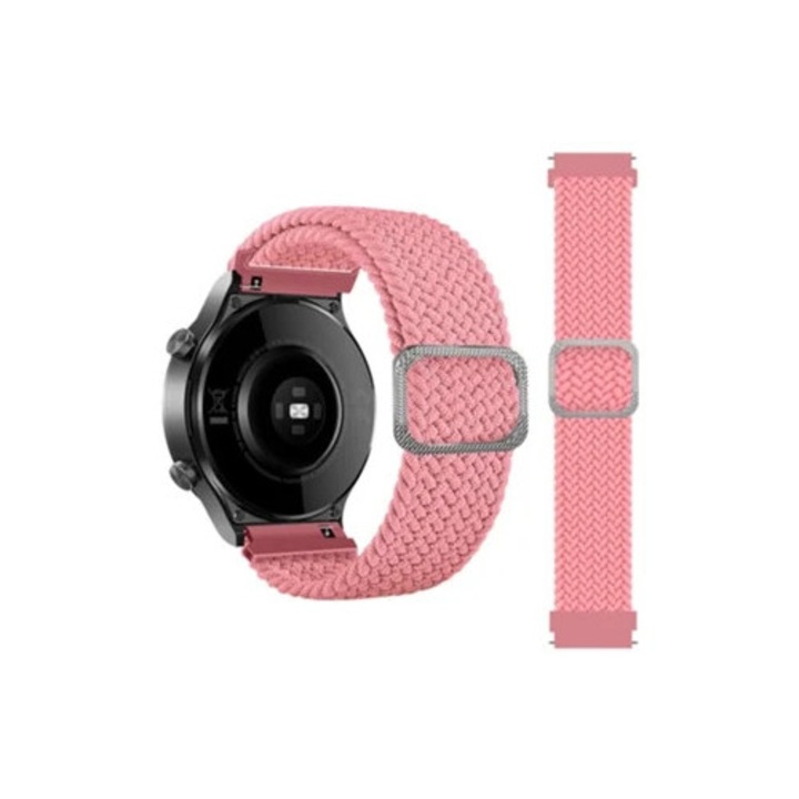 Állítható rózsaszín fonott szíj 20 mm-es Samsung Galaxy Watch Active/Active2 40mm/Watch 42mm okosórához