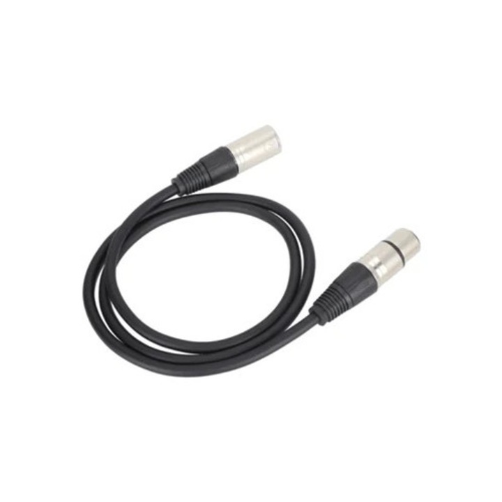 Cablu Microfon Profesional Balanced 3-Pin XLR Masculin la XLR Feminin, 1m, Negru