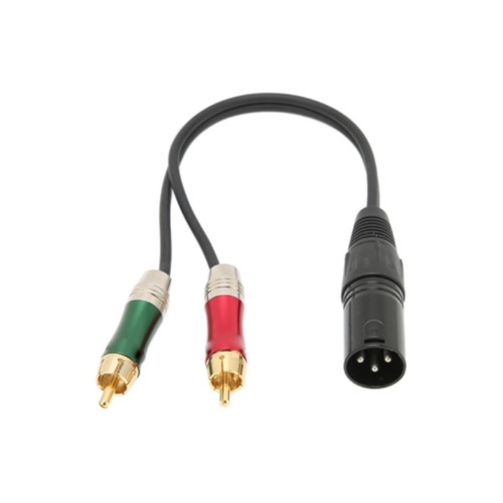 Стерео сплитер кабел 2 RCA към XLR, 2M, Hi-Fi аудио