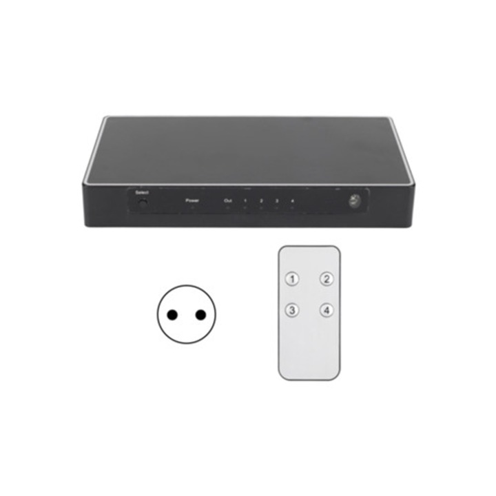 Мултимедиен ключ HD 4K, 4 входа и 1 изход, 6Gbps, 100-240V