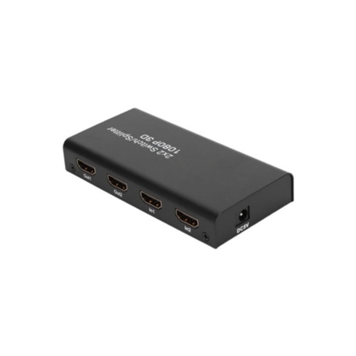 Splitter video HD, 2-in/2-out, 1080p, 60Hz, pentru TV si consola de jocuri