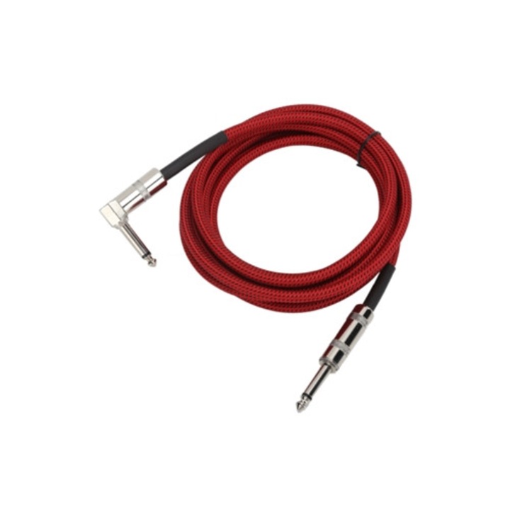 Аудио кабел 6.35мм към 1/4 инча, 6м, червен, комплект за електрическа китара и музикални инструменти