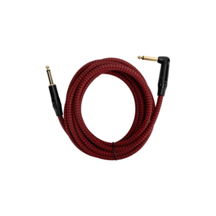 Cablul de instrument Jorindo 6.35mm, cu conectori aurii, pentru amplificator de chitara electrica, negru