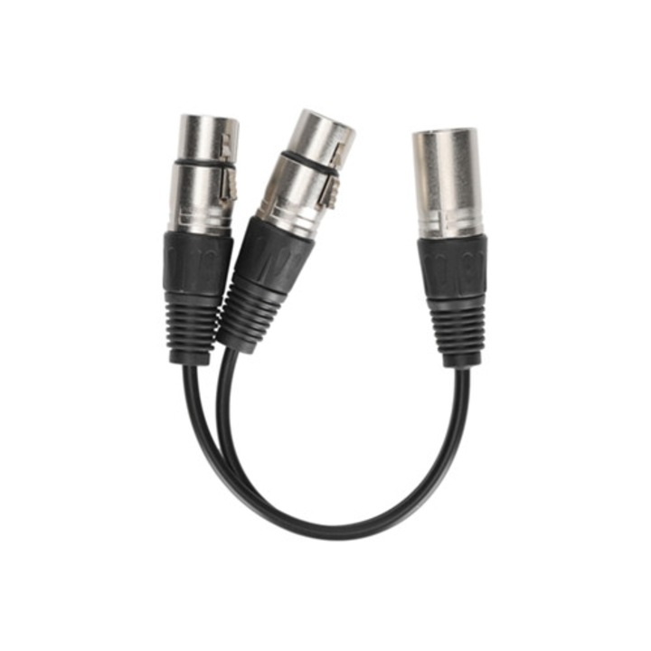 Cablu audio echilibrat, adaptor XLR masculin la XLR feminin dublu, alb, 1m