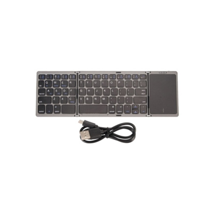 Tastatura wireless pliabila cu touchpad 3-fold, pentru tableta, PC si smartphone, cu baterie incorporata