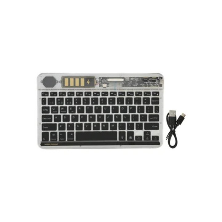 Tastatura wireless Bluetooth transparenta de 10 inch cu iluminare slaba pentru tableta, laptop si telefon mobil