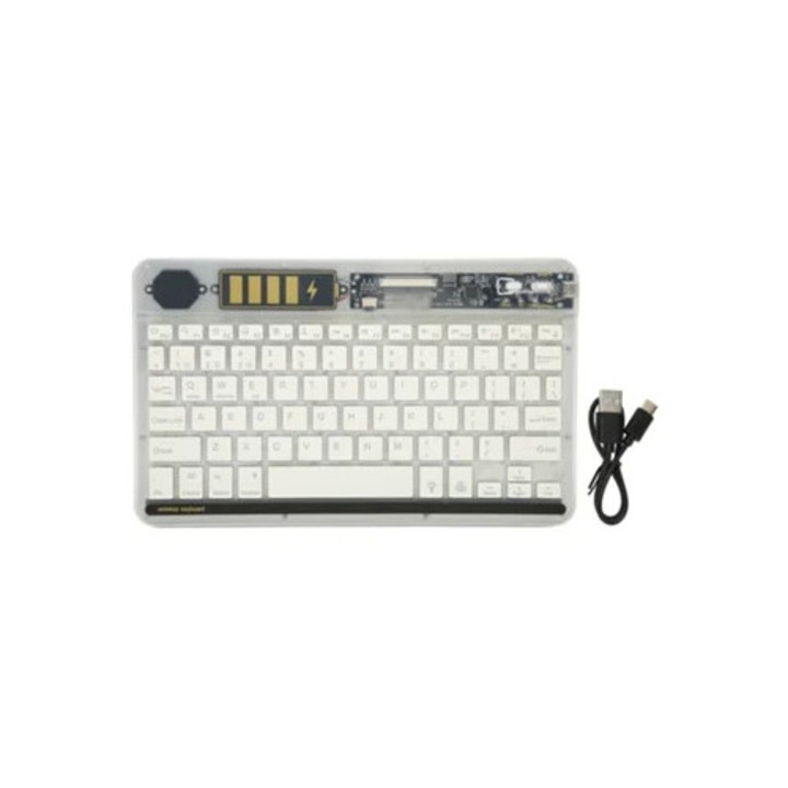 Tastatura wireless Bluetooth subtire cu iluminare de fundal transparenta 10 inch, pentru tableta, laptop si telefon mobil
