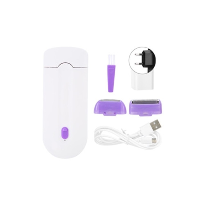 Epilator cu lumina albastra, dual-use, USB/priza