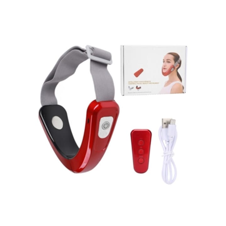 Aparat electric pentru lifting facial si reducerea barbiei duble, rosu