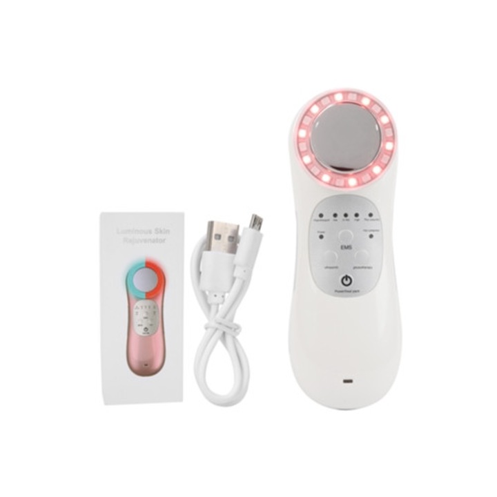 Aparat de ingrijire corporala cu terapie cu lumina rosie si albastra, stimulare electrica a muschilor alb