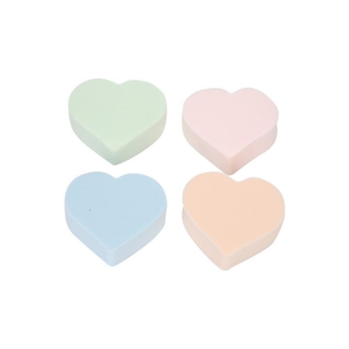 Set de 4 bureti de machiaj in forma de inima pentru utilizare umeda sau uscata