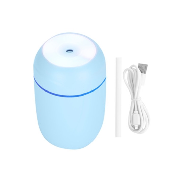 Hordozható USB párásító 300ml, illóolaj diffúzor, autóba