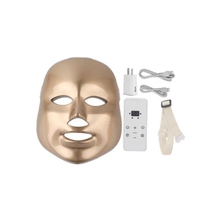 7 színű LED maszk arcfiatalításhoz, arany