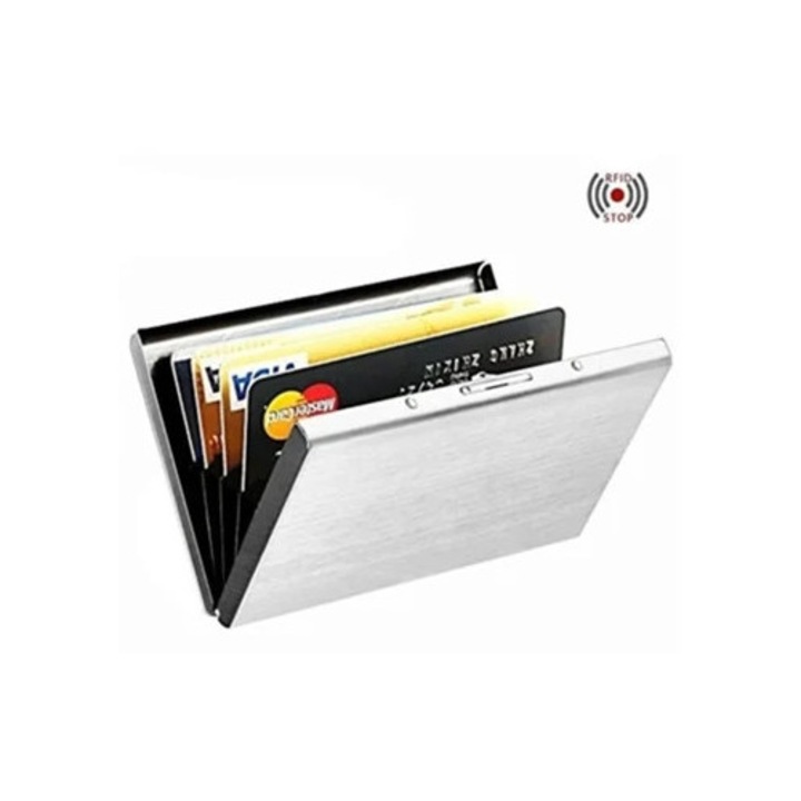 Suport documente metalic, slim, pentru carduri, unisex