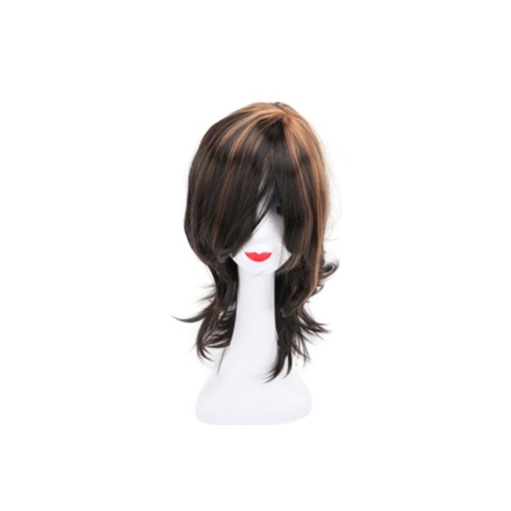 Peruca lunga, ondulata si cret, petreceri si utilizare zilnica, maro