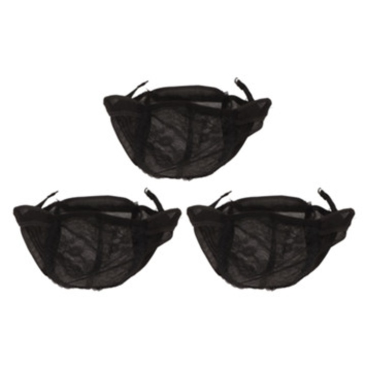 Set 3 caciuli respirabile pentru cosplay cu banda elastica, negru