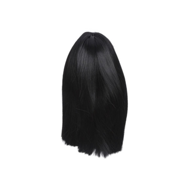 Peruca lunga drepta, cu breton, pentru petrecere si cosplay, negru