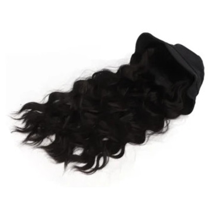 Caciula cu peruca ondulata detasabila pentru femei, neagra si bruneta, set