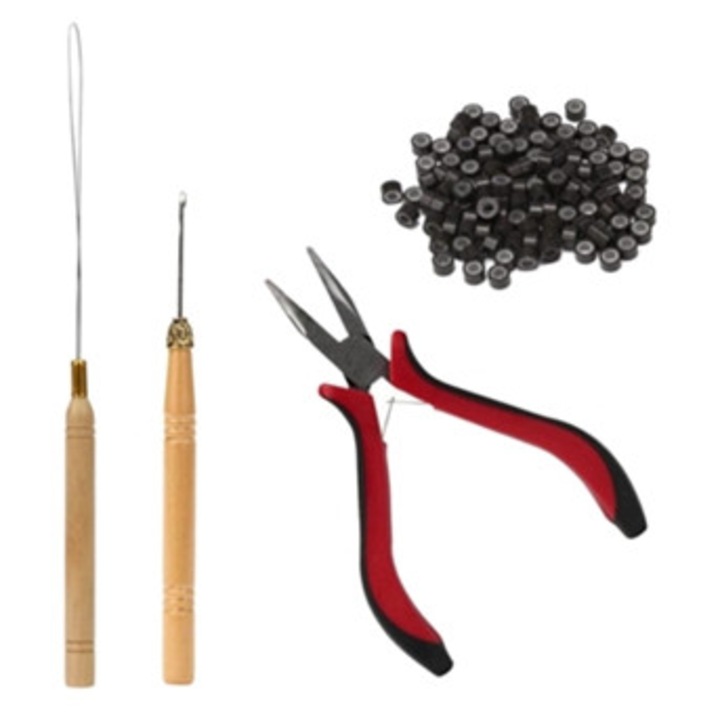 Set unelte extensii par cu clesti si ac, 4 piese