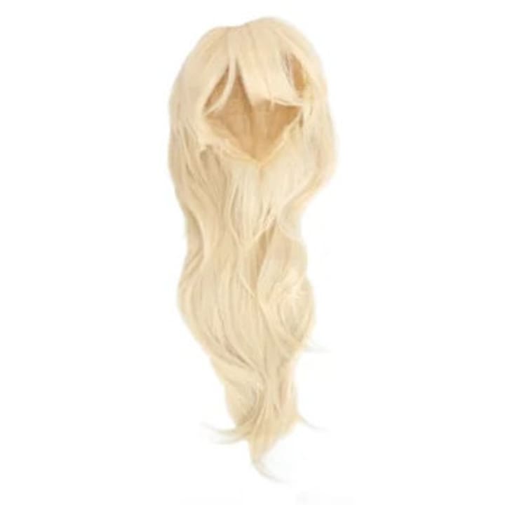 Peruca sintetica ondulata lunga, blond deschis, pentru petrecere