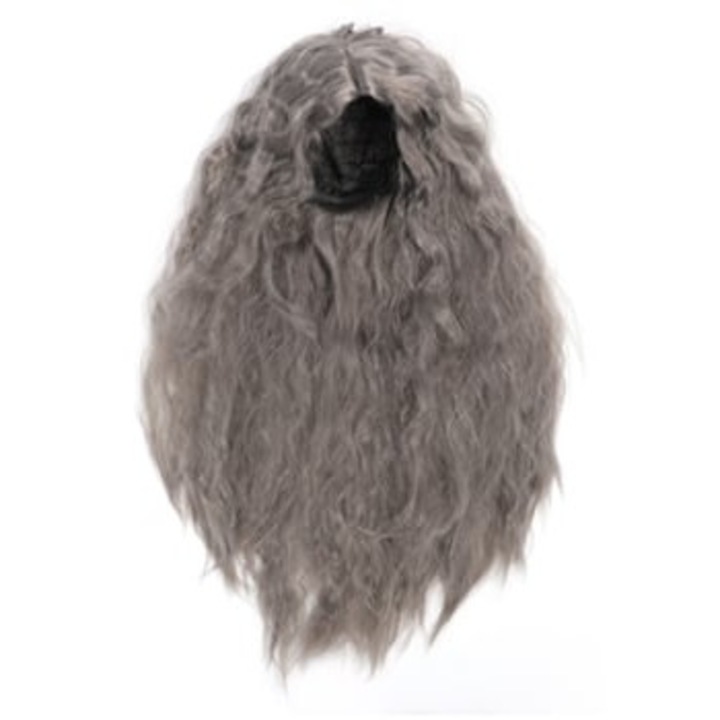 Peruca sintetica lunga, ondulata, gri, pentru femei, petreceri