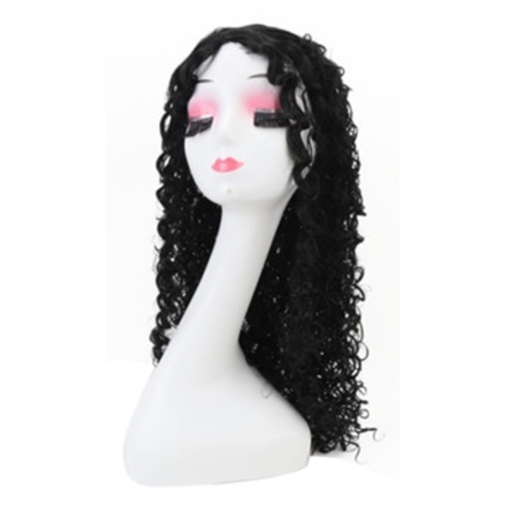 Peruca dantelata, 28 inch, bucle adanci, negru