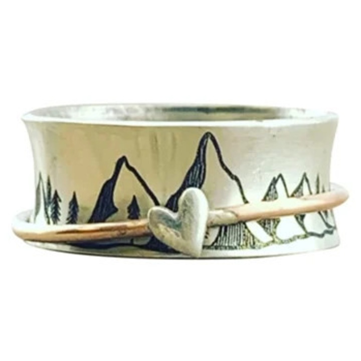 Inel cu design montan, inspirational, de meditatie, ideal pentru cadou de Ziua Mamei