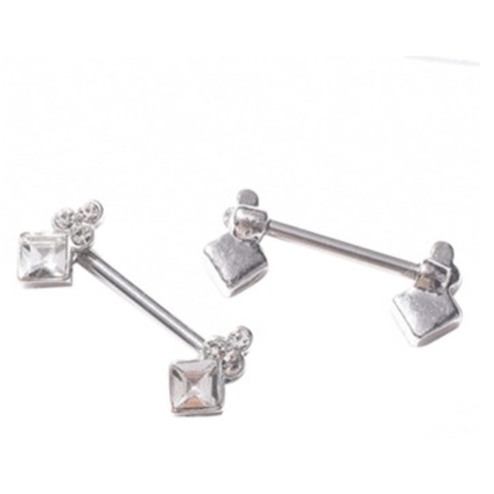 Piercing mamelon din otel chirurgical, forma romb, bijuterii dama