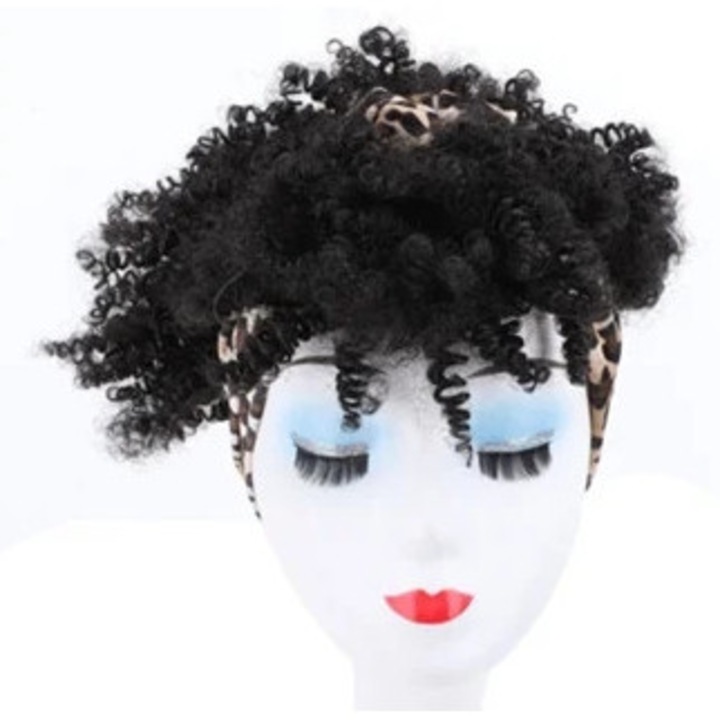 Peruca cu bucle adanci si suvite, set pentru femei elegante, multicolor