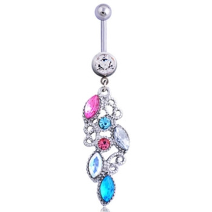 Cercei buric cu pandantiv decorativ din pietre colorat, bijuterii delicate