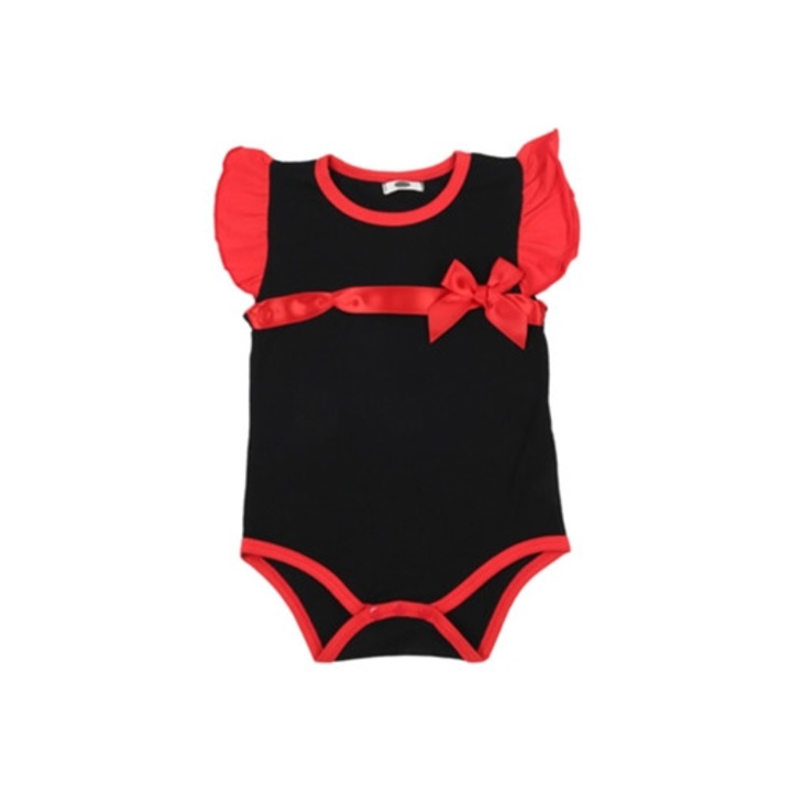 Gyermek body, pamut, masnival, fekete/piros, 70 CM