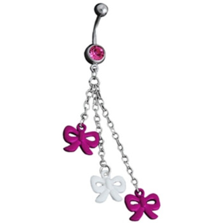 Piercing ombilical in forma de arc cu pietre stralucitoare, bijuterii delicate pentru femei