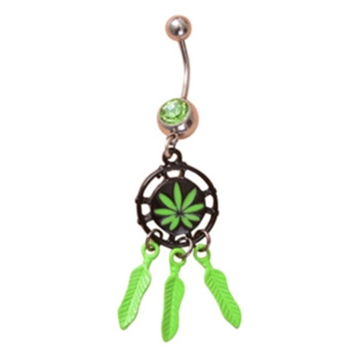 Inel piercing buric cu pandantiv frunza de artar din aliaj, bijuterii anti-alergice