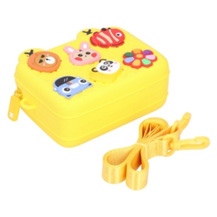 Unisex, crossbody táska, egyszerű, PVC, 182x140x72mm, sárga