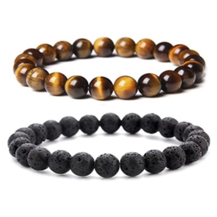 Set Bratari din pietre naturale, cu margele ochi de tigru, 8mm