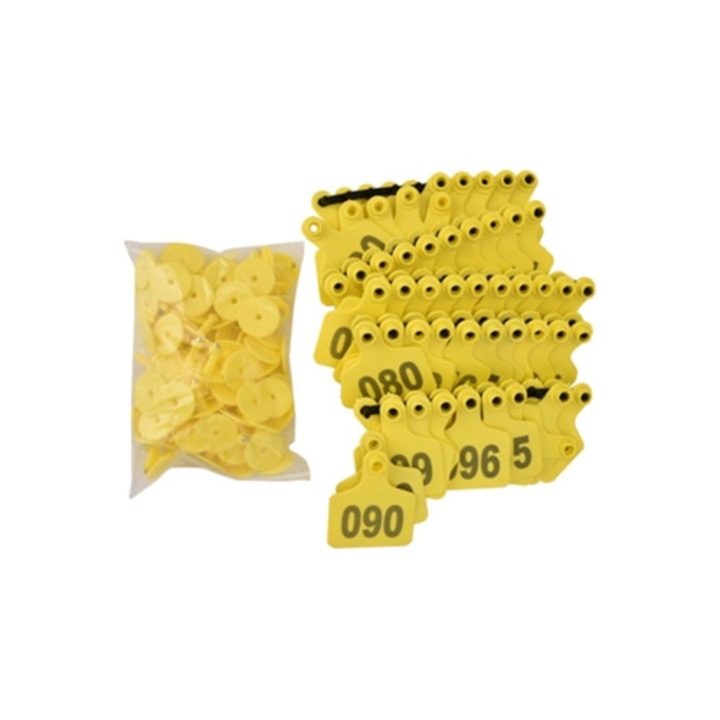 Etichete animale din plastic numerotate 1/100, set, galben