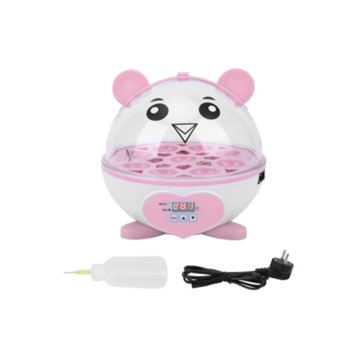 Инкубатор за яйца 9 яйца, розов, 110-240V, за птици